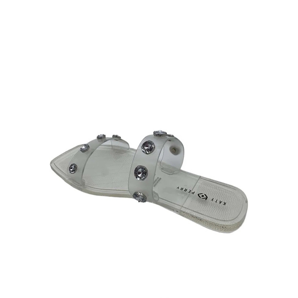 Katy Perry Embellished Square Toe Slide Sandals The Geli Clear - Medium - Picture 3 of 3